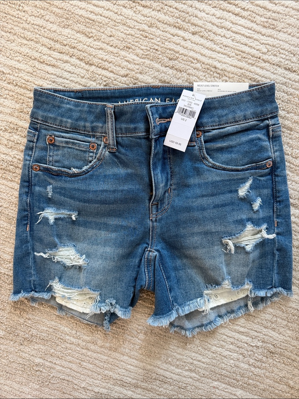 American Eagle Outfitters Distressed Blue Denim Jean Shorts